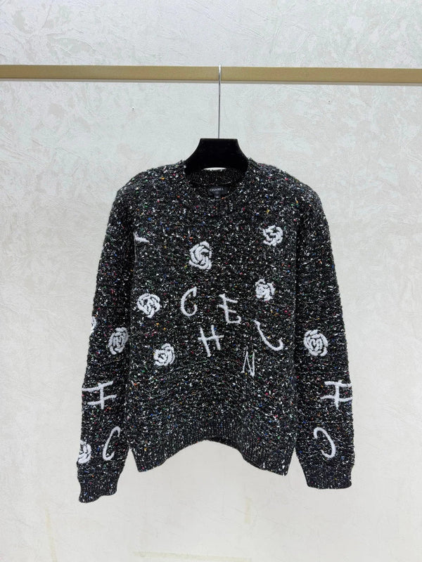 Pull en maille ras du cou avec logo brodé CC 26 Laine 809408