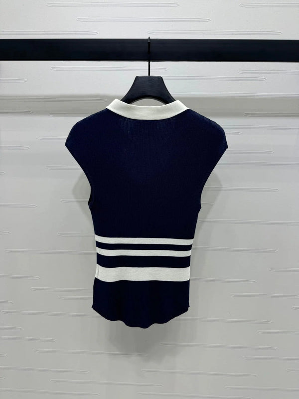 GILET IN MAGLIA A RIGHE GHIACCIO MIU 25S 2264118