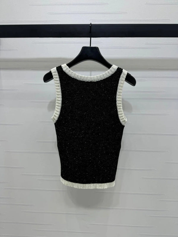 CHANEL ROUND-NECK SEQUIN KNIT VEST 274865
