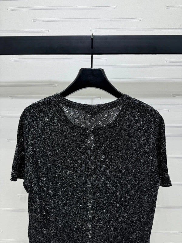 CHANEL CARDIGAN IN MAGLIA CON PAILLETTES A MANICHE CORTE 269407