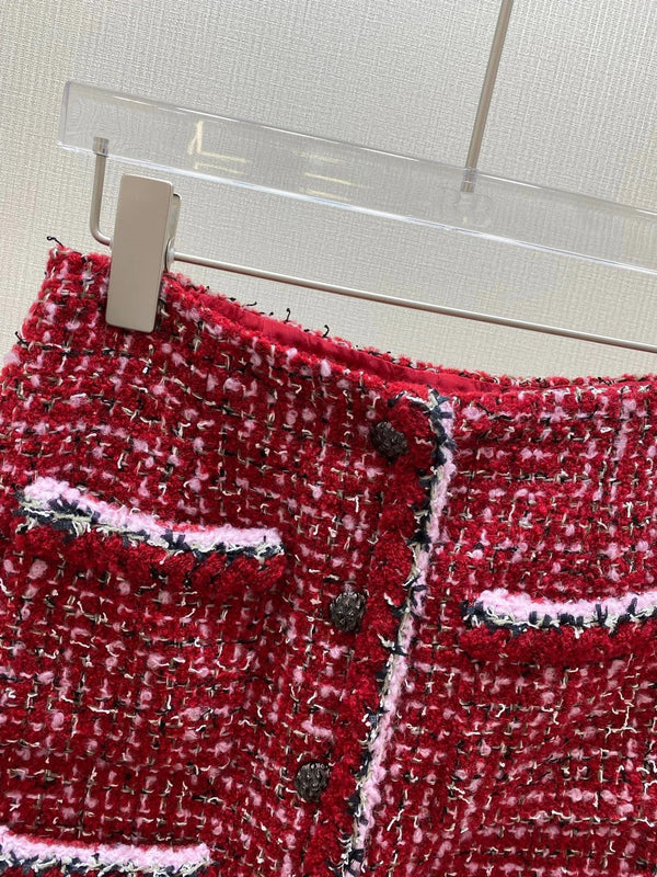 CHANEL 25S RED TWEED FOUR-POCKET SKIRT 314