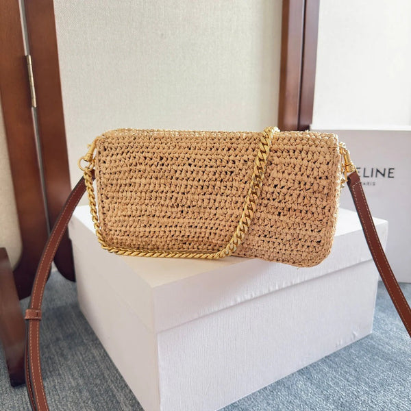 Multipochette Bag 23 In Brown Raffia