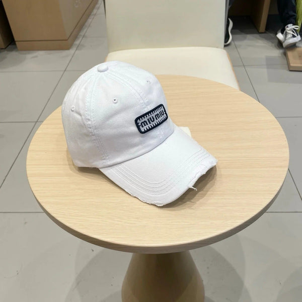 CAPPELLINO DA BASEBALL IN TESSUTO EFFETTO ANTIQUATO MM BIANCO CON LOGO RICAMATO