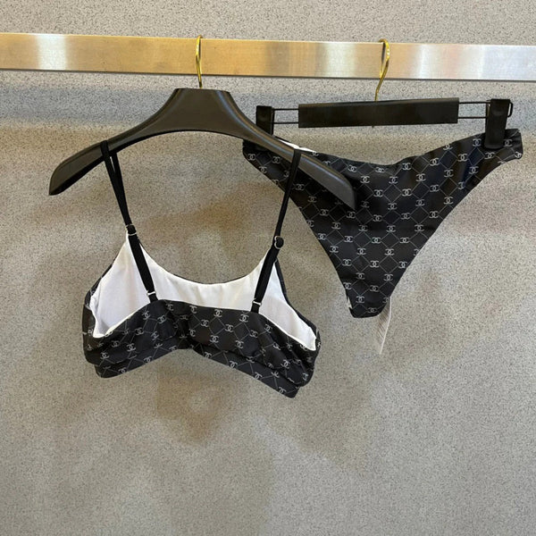 COSTUME DA BAGNO CC BIKINI IN BIANCO E NERO CON LOGO STAMPATO 581298