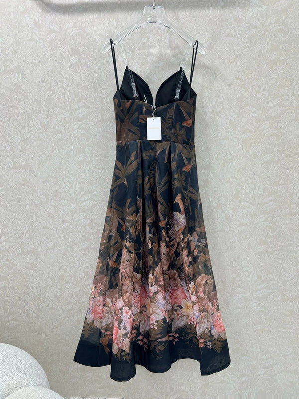 ZIMMERMANN STRAIGHT TUBE DRESS WITH HERRINGBONE PATTERN 269368