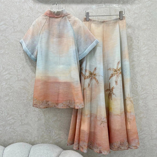 ENSEMBLE CHEMISE MANCHES COURTES ET JUPE LONGUE TAILLE HAUTE ZIMMERMANN 275079