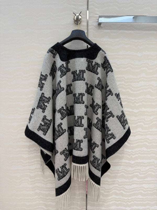 MAX MARA 25S FRINGED KNIT CAPE 164