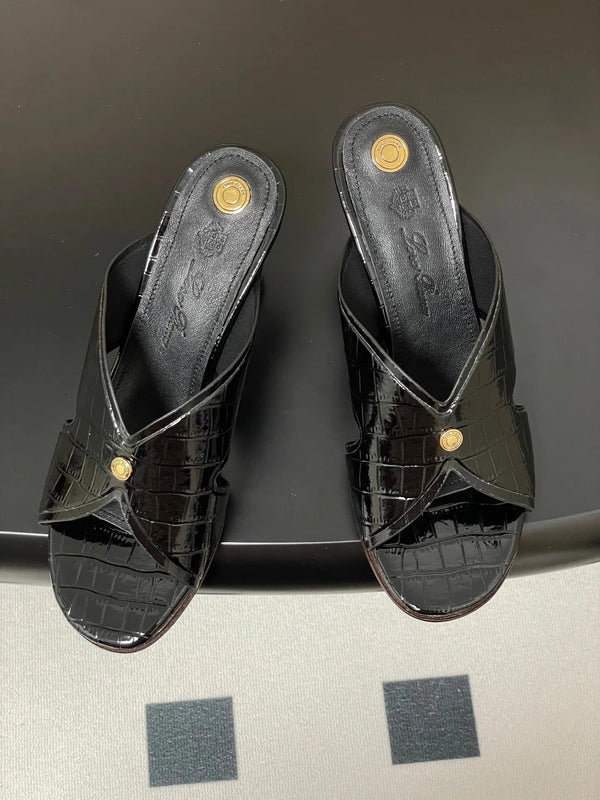 HIGH HEELS 80 MM IN BLACK CALFSKIN SNAKE EMBOSSING