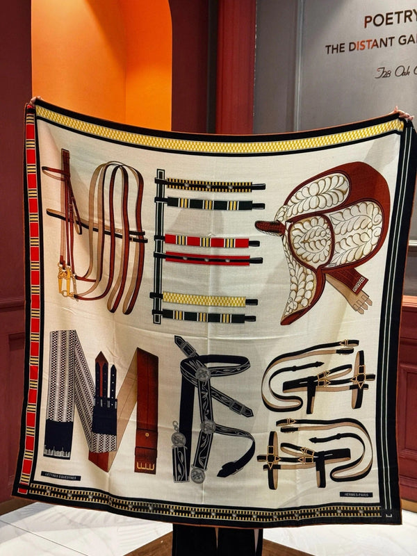 HERMES 25S SCARF 140 IN CASHMERE SILK 727302