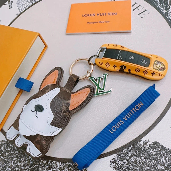 LV Brown Dog Bag Charm