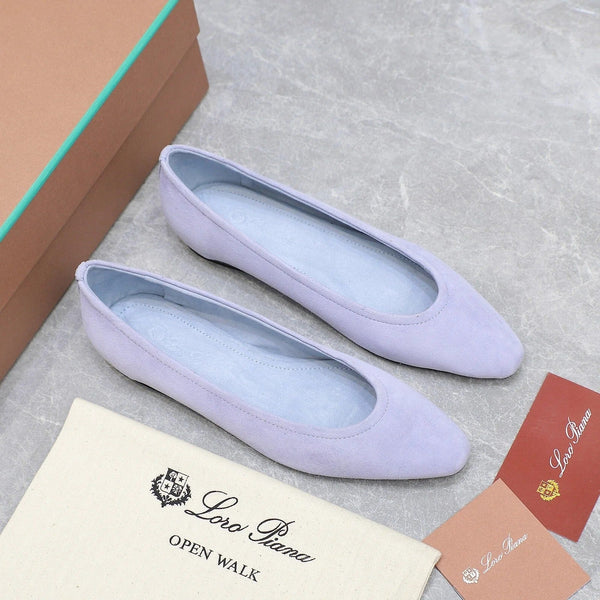 Classic Ballet Shoes In Pastel Purple Suedue