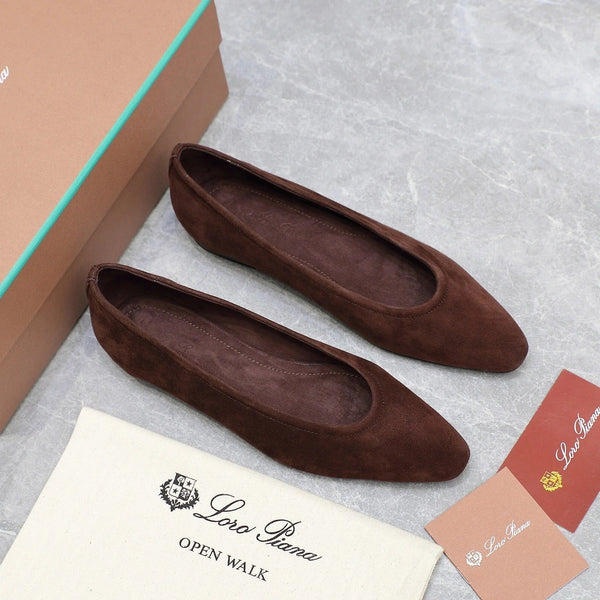 Classic Ballet Shoes In Brown Suede