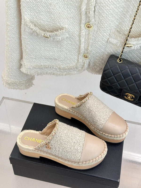 CC Mules 25ss 30 mm in misto lana d'agnello beige