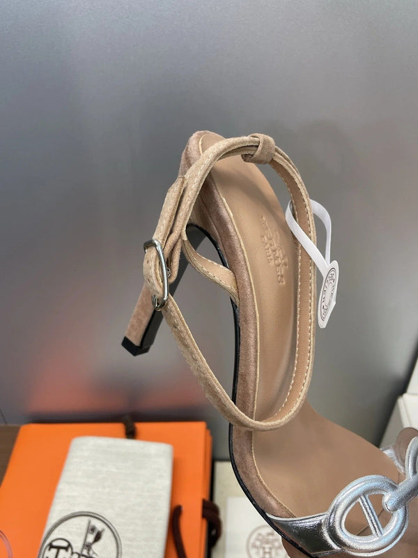 HM 26ss Pig-Nose Sandals 105 Brown Suede Leather 607084