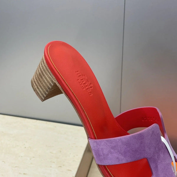 HM 26ss Oran Sandals 45 Red Purple Suede Cowhide 607214
