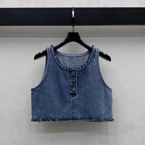 Chanel 2026 Gilet en jean Coton bleu 356145