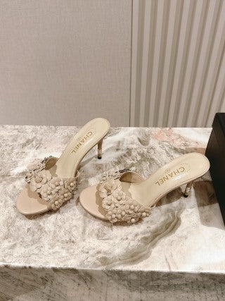Mules à talons hauts fleuries CC 26s 75 Peau de mouton 658446