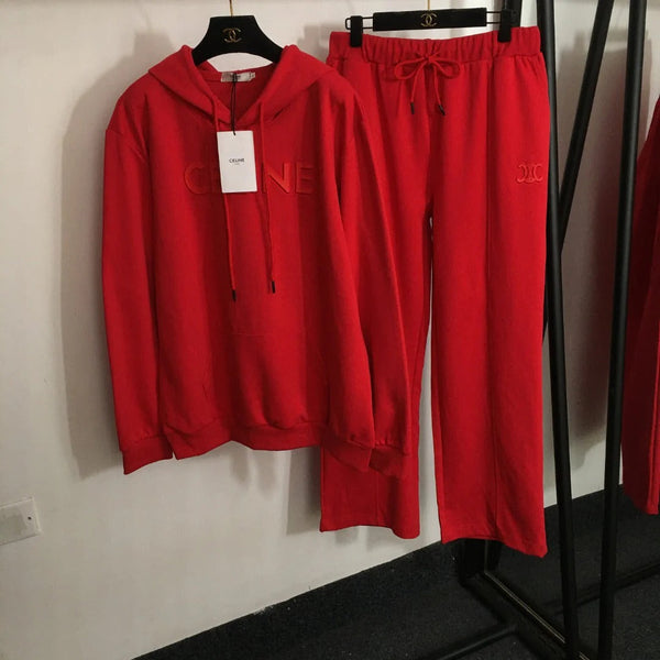 CELINE 25S HOODIE AND WIDE-LEG ELASTIC PANTS SET