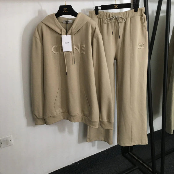 CELINE 25S HOODIE AND WIDE-LEG ELASTIC PANTS SET