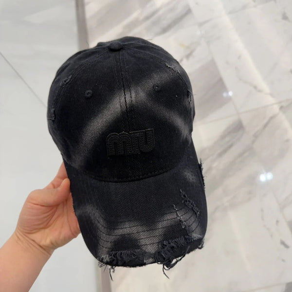 CAPPELLINO DA BASEBALL MM IN TESSUTO NERO EFFETTO ANTIQUATO STILE 4
