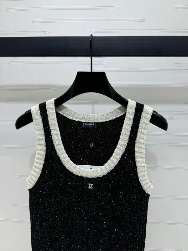 CHANEL ROUND-NECK SEQUIN KNIT VEST 274865