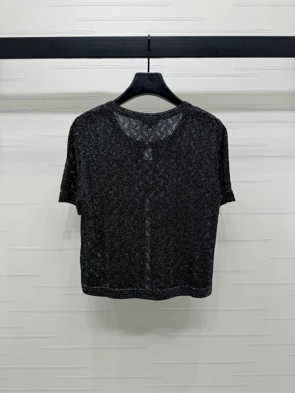 CHANEL CARDIGAN IN MAGLIA CON PAILLETTES A MANICHE CORTE 269407