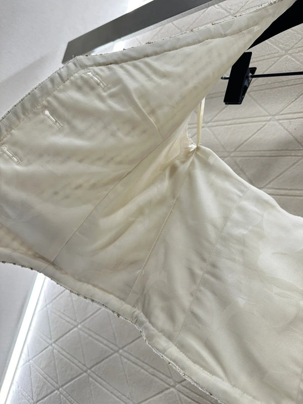 CC 26 Débardeur Col Américain Crème Coton Laine 331226