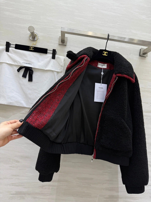 VESTE COL EN PEAU LAINEE CHANEL 25S 474