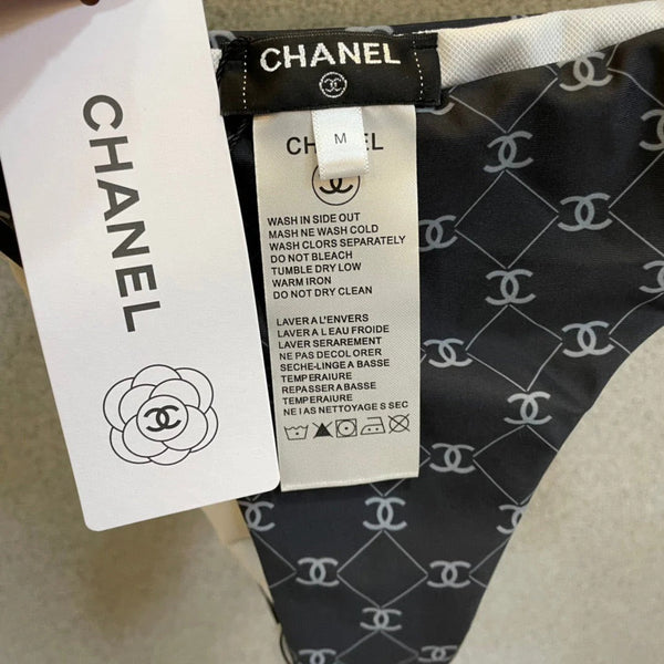 COSTUME DA BAGNO CC BIKINI IN BIANCO E NERO CON LOGO STAMPATO 581298