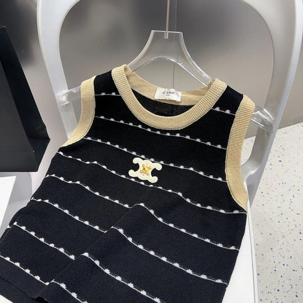 STRIPED TANK TOP 615177 IN BLACK COTTON RIBBED BEIGE TRIM