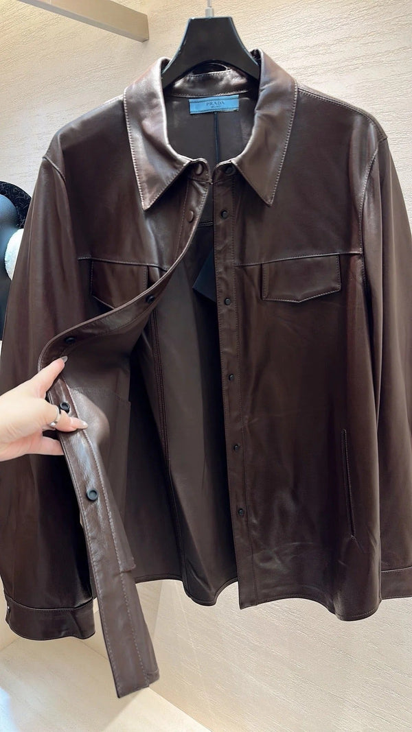 PRADA 25S LEATHER SHIRT JACKET 452