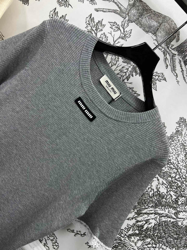 MIUMIU CROPPED KNIT FITTED TOP 268661
