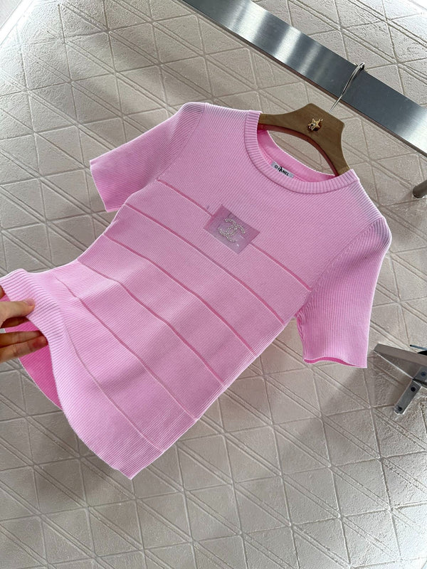 CHANEL FITTED SHORT-SLEEVE KNIT TOP 276498