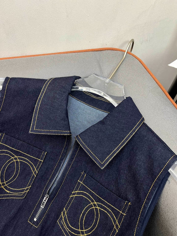 CHANEL SLEEVELESS DENIM DRESS 219364