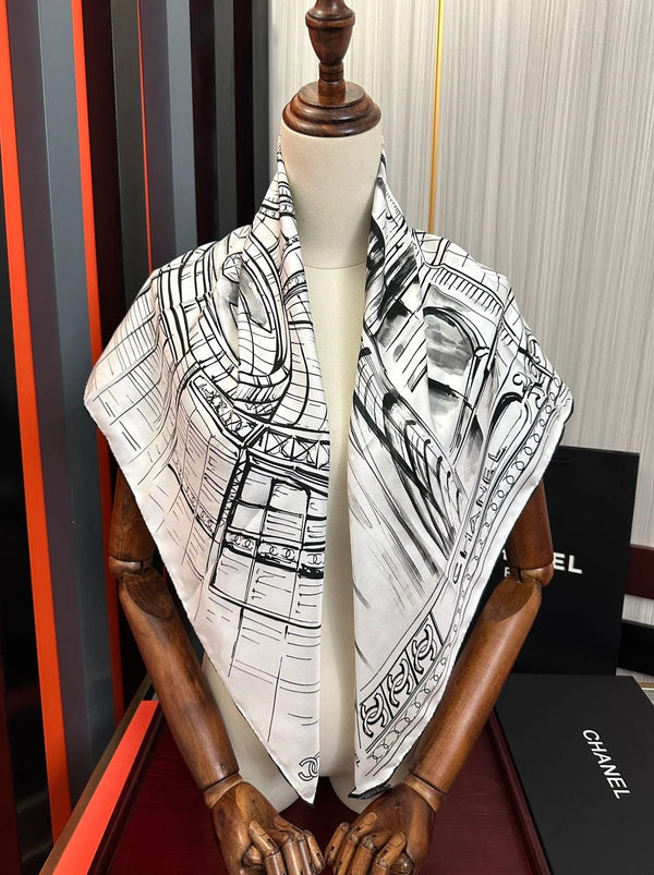 CHANEL 25S SCARF 90 IN SILK 001