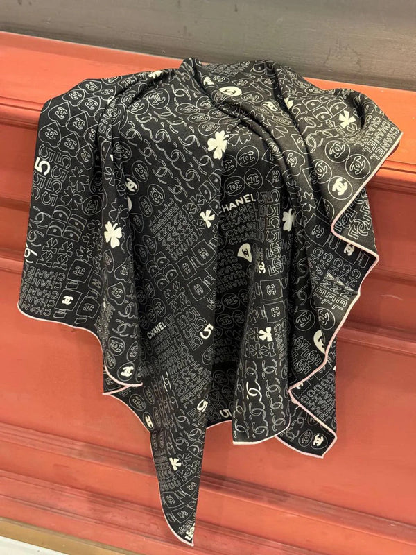 CHANEL 25S SCARF 110 IN CASHMERE SILK 738477