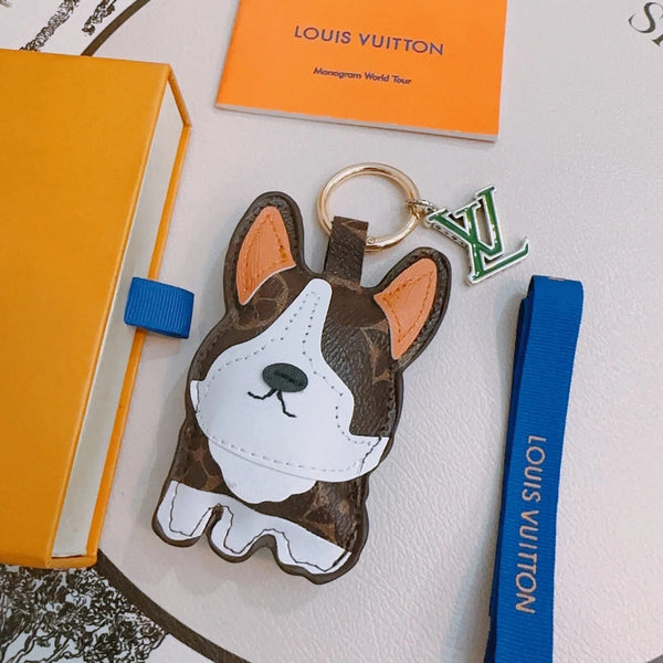 LV Brown Dog Bag Charm