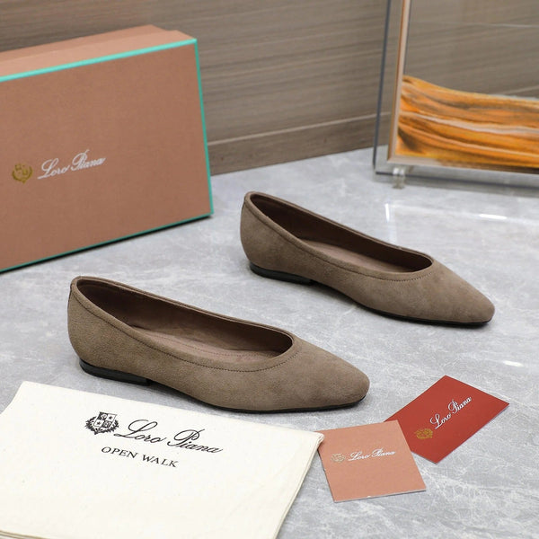Classic Ballet Shoes In Heavy Brown Suede