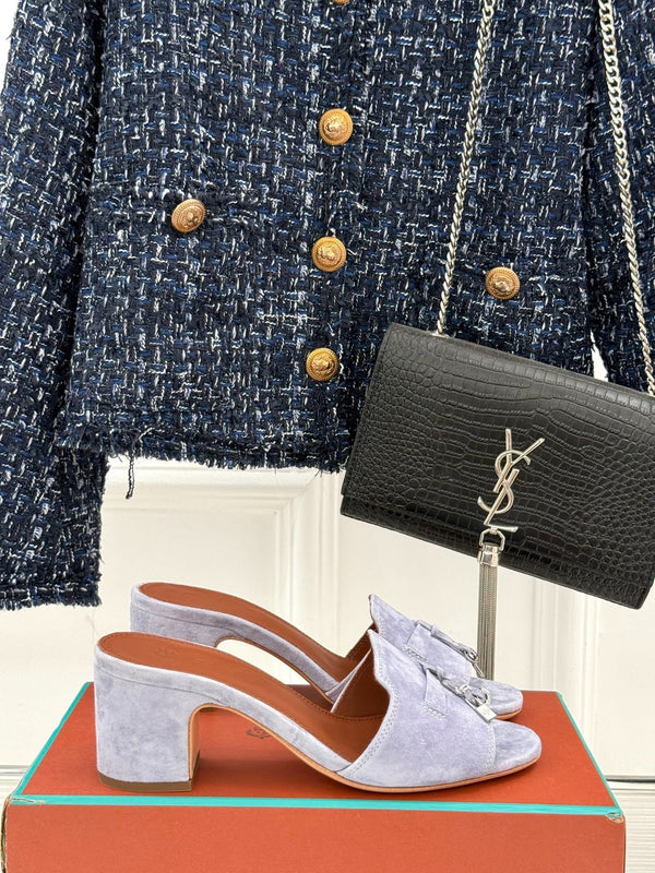 HIGH HEELS IN GREY SUEDE AND LAMBSKIN