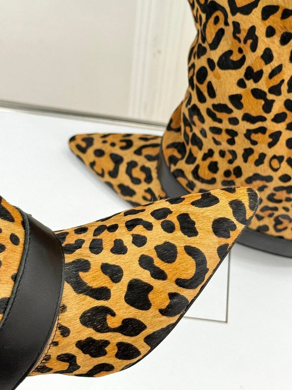 BALMAIN 25S ANTHEM BOOTS IN LEOPARD PRINT CALFSKIN
