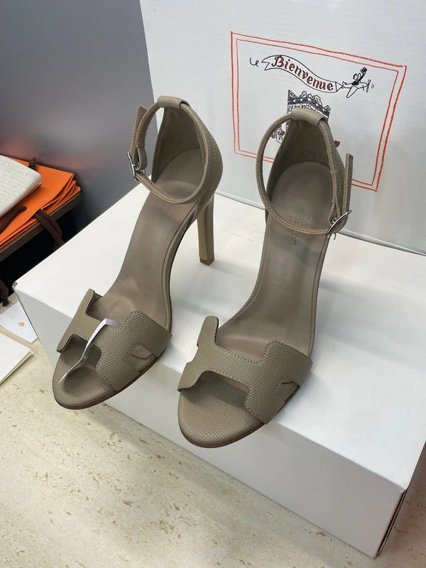 Sandales à talon HM 26ss 105 Taupe cuir de vachette 607127