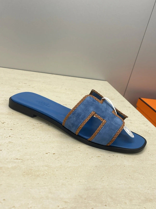 HM 26ss Sandales Oran Daim bleu Cuir de veau 607247