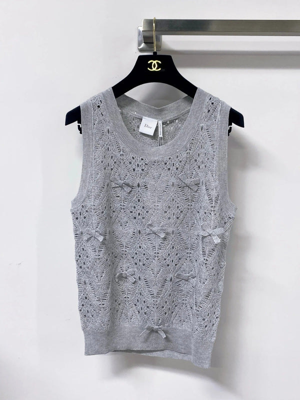 CD 2026 Knit Vest Decorative Bow Pattern Cotton 479899