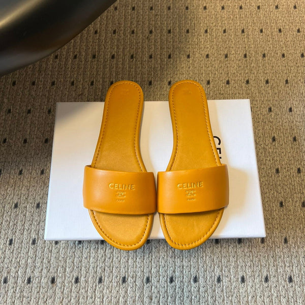 Celine 26 Mule plate moutarde en peau de mouton 621529