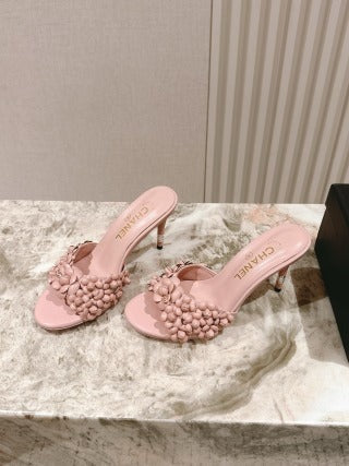 Mules à talons hauts fleuries CC 26s 75 Peau de mouton 658446