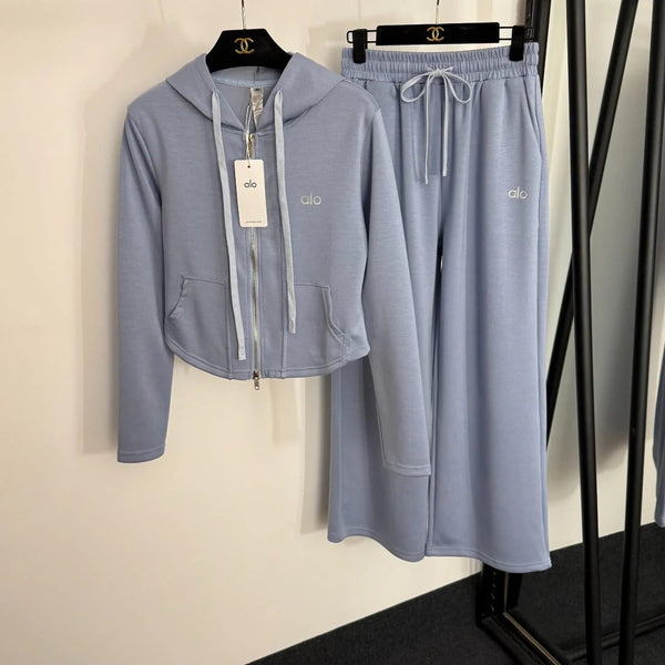 ALO JACKET & STRAIGHT-LEG SWEATPANTS SET