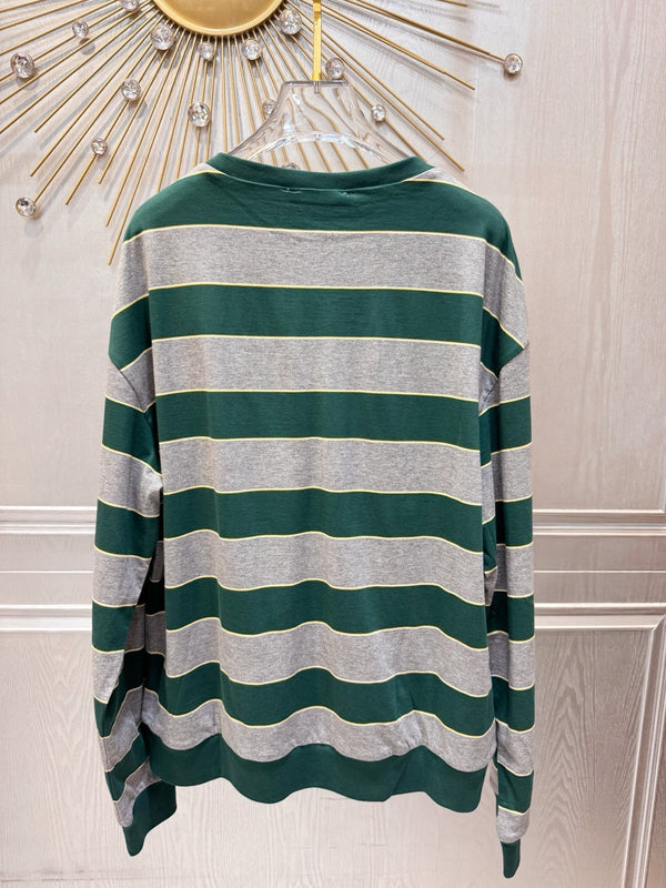T-shirt Miumiu 2026 rayé manches longues vert mélangé gris coton