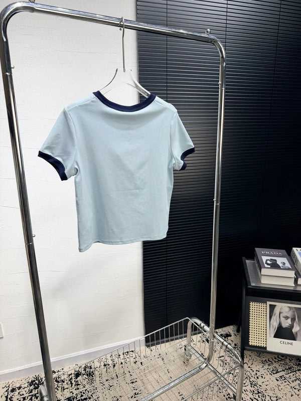 T-shirt Miumiu 2026 en Coton Bleu et Rose