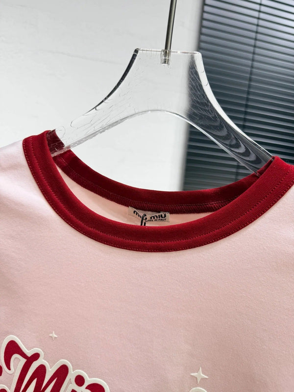 T-shirt Miumiu 2026 en Coton Bleu et Rose