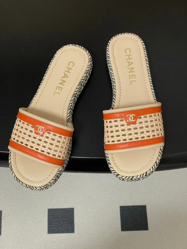 CC 26s Chaussons Plateforme Beige Clair Orange Peau de Vache 649456